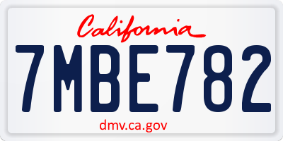 CA license plate 7MBE782