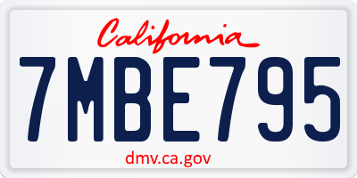 CA license plate 7MBE795