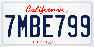 CA license plate 7MBE799