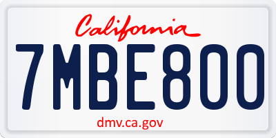 CA license plate 7MBE800