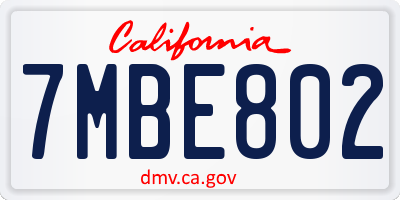 CA license plate 7MBE802