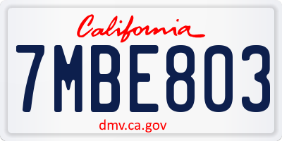 CA license plate 7MBE803