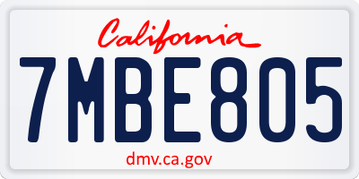 CA license plate 7MBE805