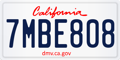 CA license plate 7MBE808
