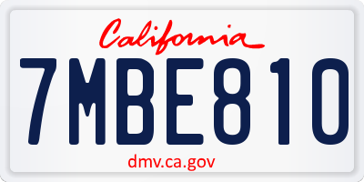 CA license plate 7MBE810