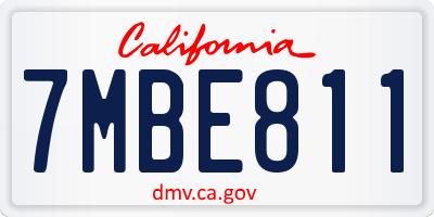 CA license plate 7MBE811