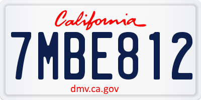 CA license plate 7MBE812
