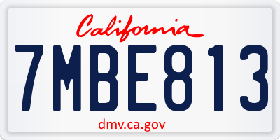 CA license plate 7MBE813