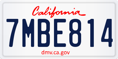 CA license plate 7MBE814