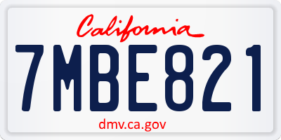 CA license plate 7MBE821