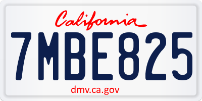 CA license plate 7MBE825