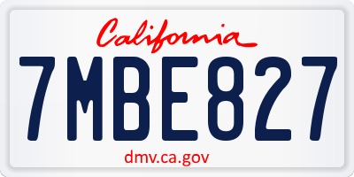 CA license plate 7MBE827