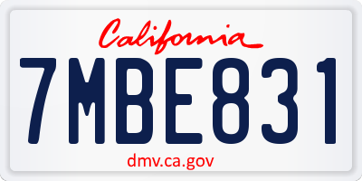 CA license plate 7MBE831