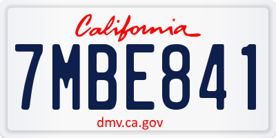 CA license plate 7MBE841