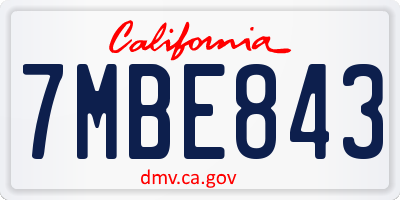 CA license plate 7MBE843