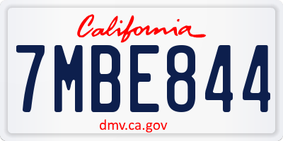 CA license plate 7MBE844