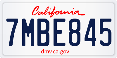 CA license plate 7MBE845