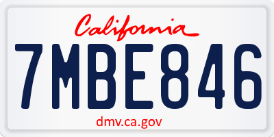 CA license plate 7MBE846