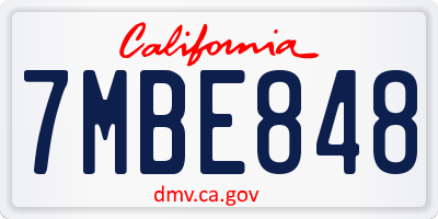 CA license plate 7MBE848