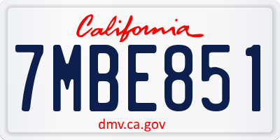 CA license plate 7MBE851