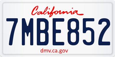 CA license plate 7MBE852