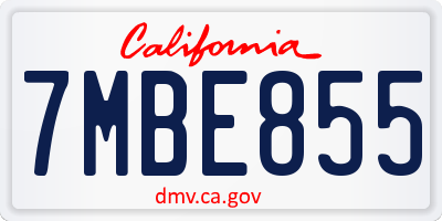 CA license plate 7MBE855
