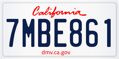 CA license plate 7MBE861