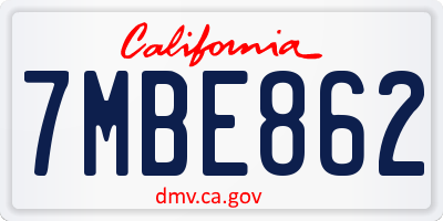 CA license plate 7MBE862