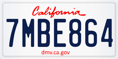 CA license plate 7MBE864