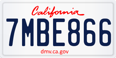 CA license plate 7MBE866