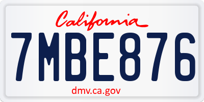 CA license plate 7MBE876