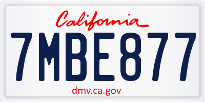 CA license plate 7MBE877