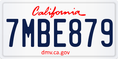 CA license plate 7MBE879
