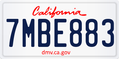 CA license plate 7MBE883