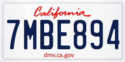 CA license plate 7MBE894