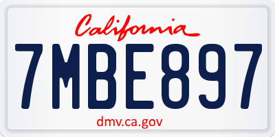 CA license plate 7MBE897