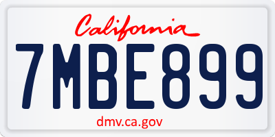 CA license plate 7MBE899