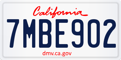 CA license plate 7MBE902