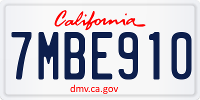 CA license plate 7MBE910