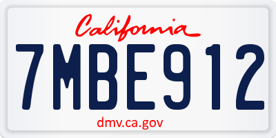 CA license plate 7MBE912