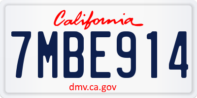 CA license plate 7MBE914
