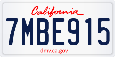CA license plate 7MBE915