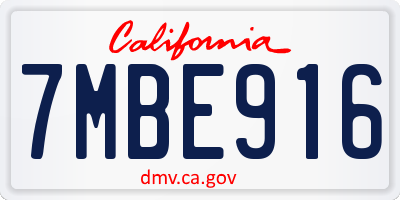 CA license plate 7MBE916