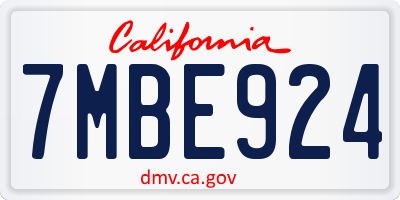 CA license plate 7MBE924