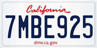 CA license plate 7MBE925