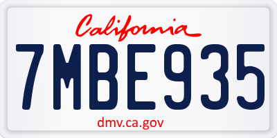 CA license plate 7MBE935