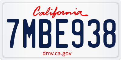 CA license plate 7MBE938