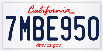 CA license plate 7MBE950