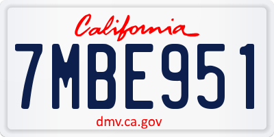 CA license plate 7MBE951