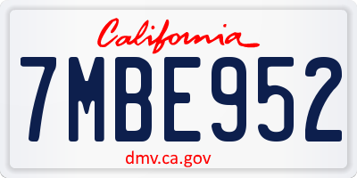 CA license plate 7MBE952